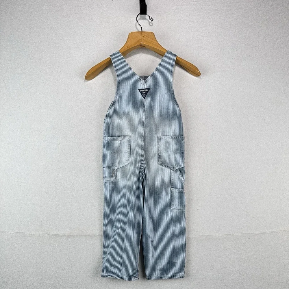 OshKosh B'gosh Blue Hickory Stripe Overalls Size 4T Vestbak